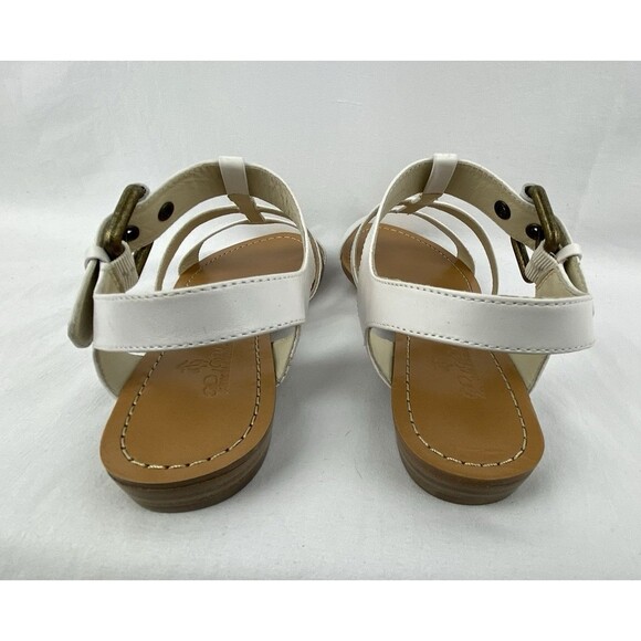 Brooks Brothers Sandals Sz 7.5 Leather White Buckle Strappy Gladiator Nautical - Picture 5 of 12